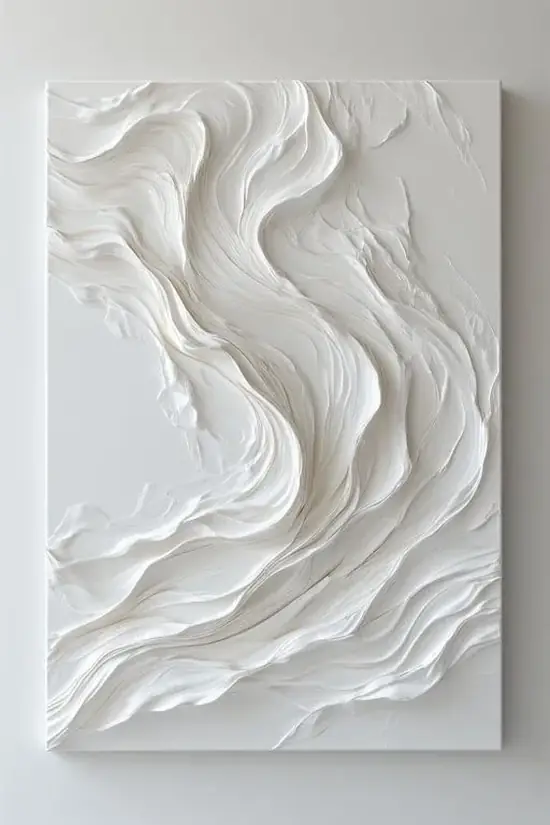 Cuadro texturizado abstracto blanco con relieve